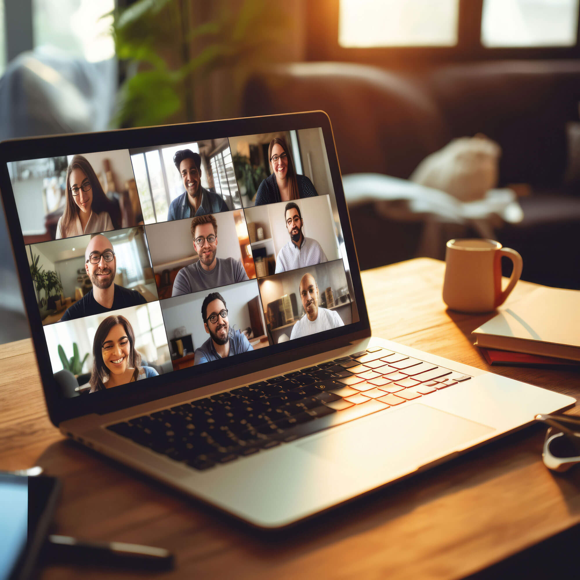 A laptop on a Zoom call